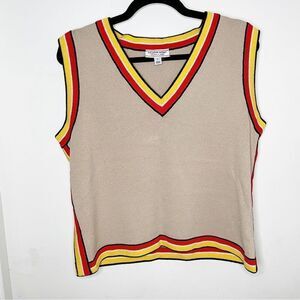 Vintage Saint John sport pull over sweater vest Large preppy wool blend